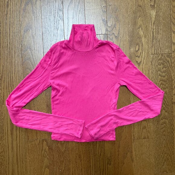 Aritzia Wilfred Turtleneck Ribbed Hot Pink 2XS - Picture 1 of 3